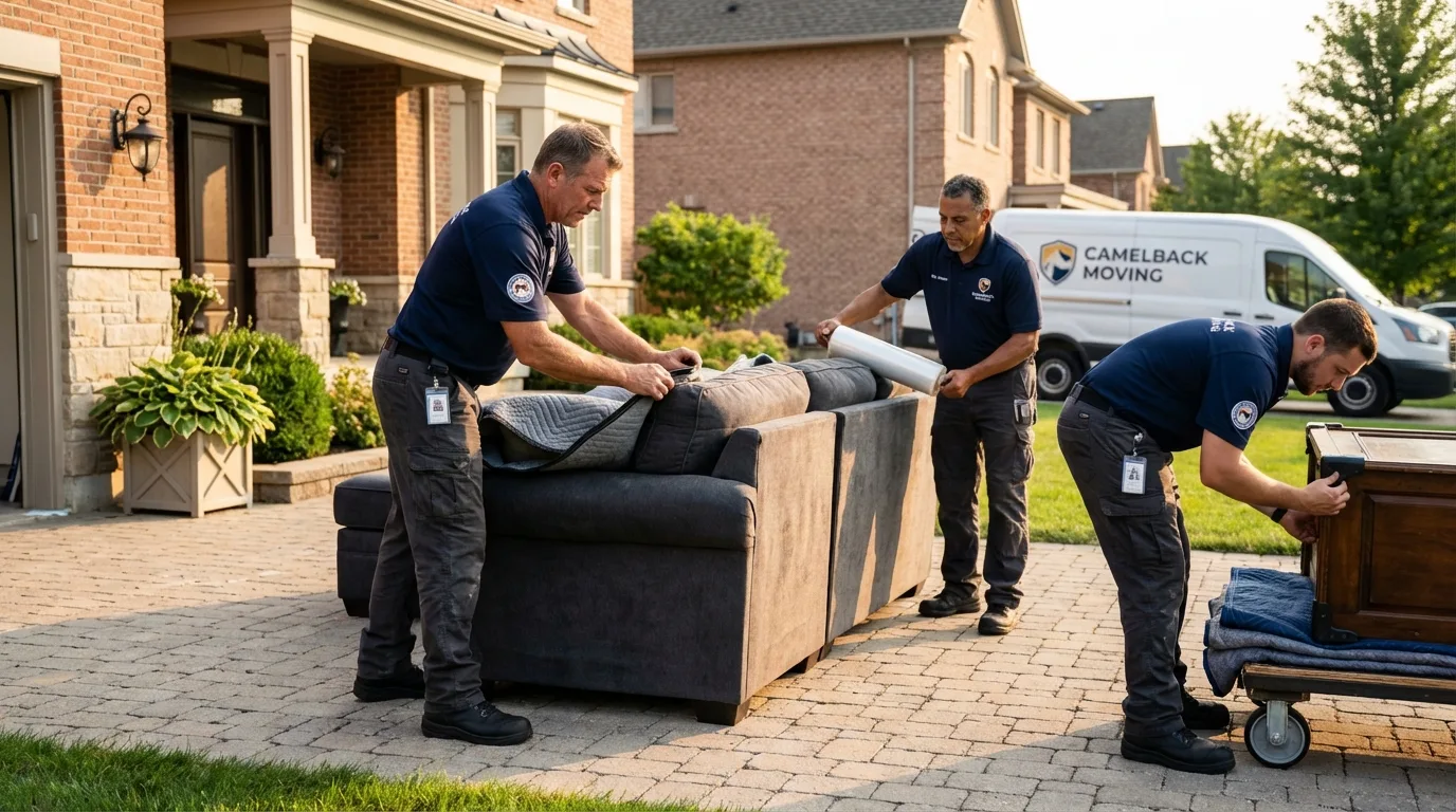 Large estate moving crew wrapping furniture in Salem, VA
