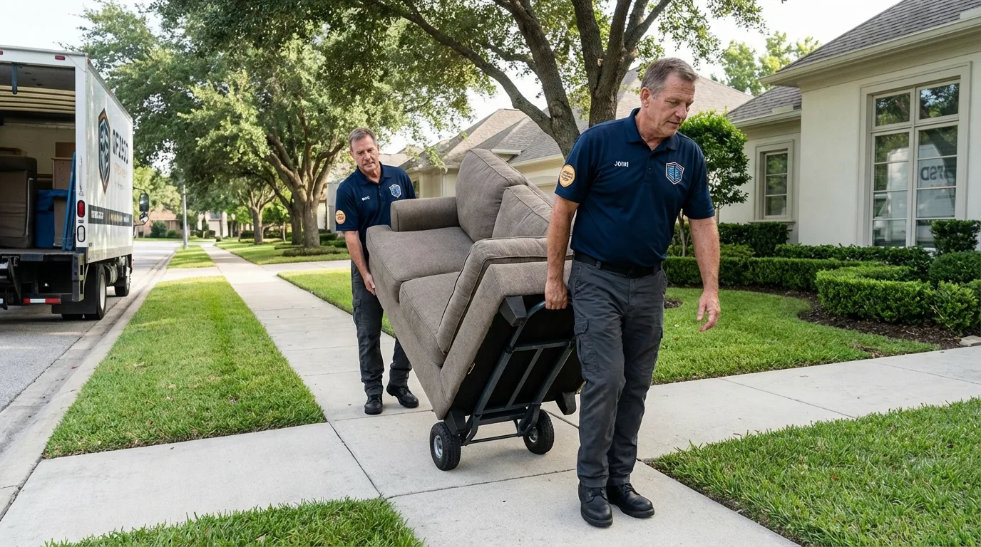 Local residential moving crew loading furniture in Salem, VA